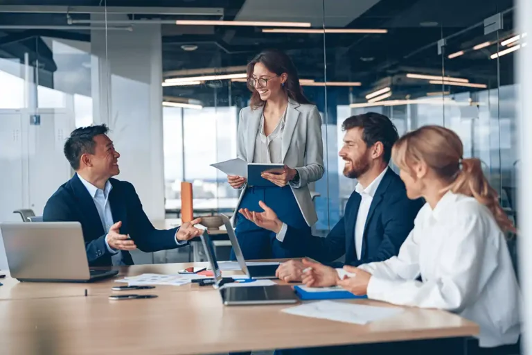 A group of business people partners